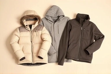 Cozy winter clothing essentials laid out neatly.
